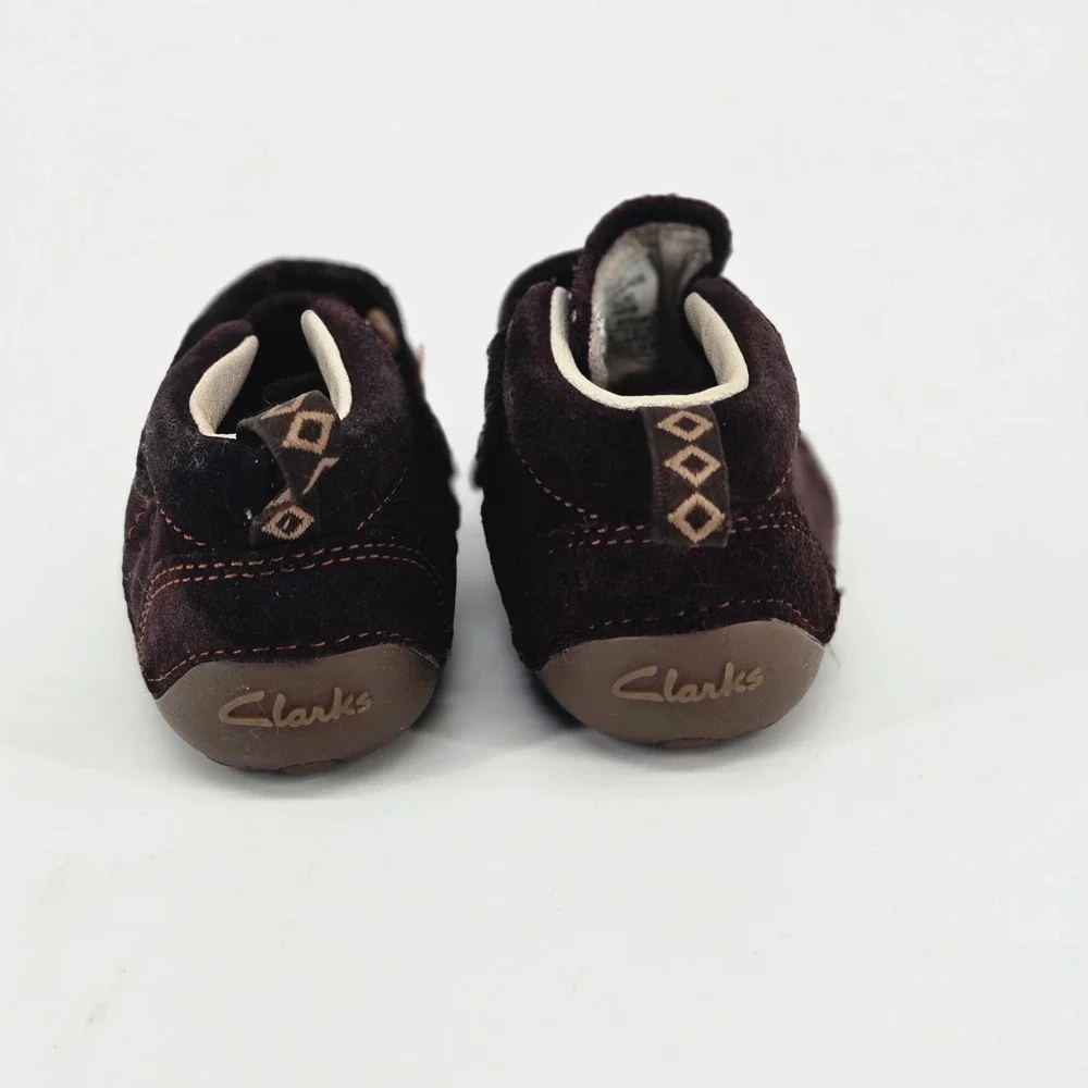 Clarks First Shoes Brown Suede Wide Width Toddler Boys Boots Sneakers 3W EUC